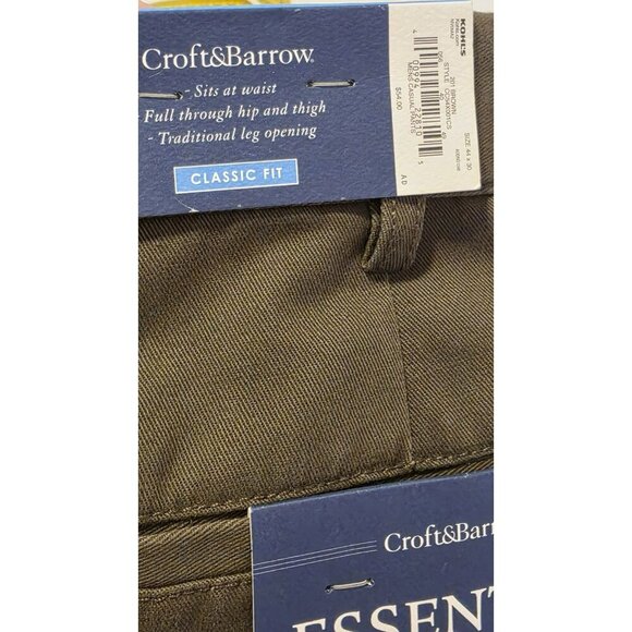 Croft & Barrow Pants Men 38x30 Brown Flat Front Professional Office Mistag As 44 - Picture 13 of 14